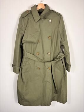 🫒 Mango (MNG) Olive Green Trench Coat | Size XL | Olive| Minimalist